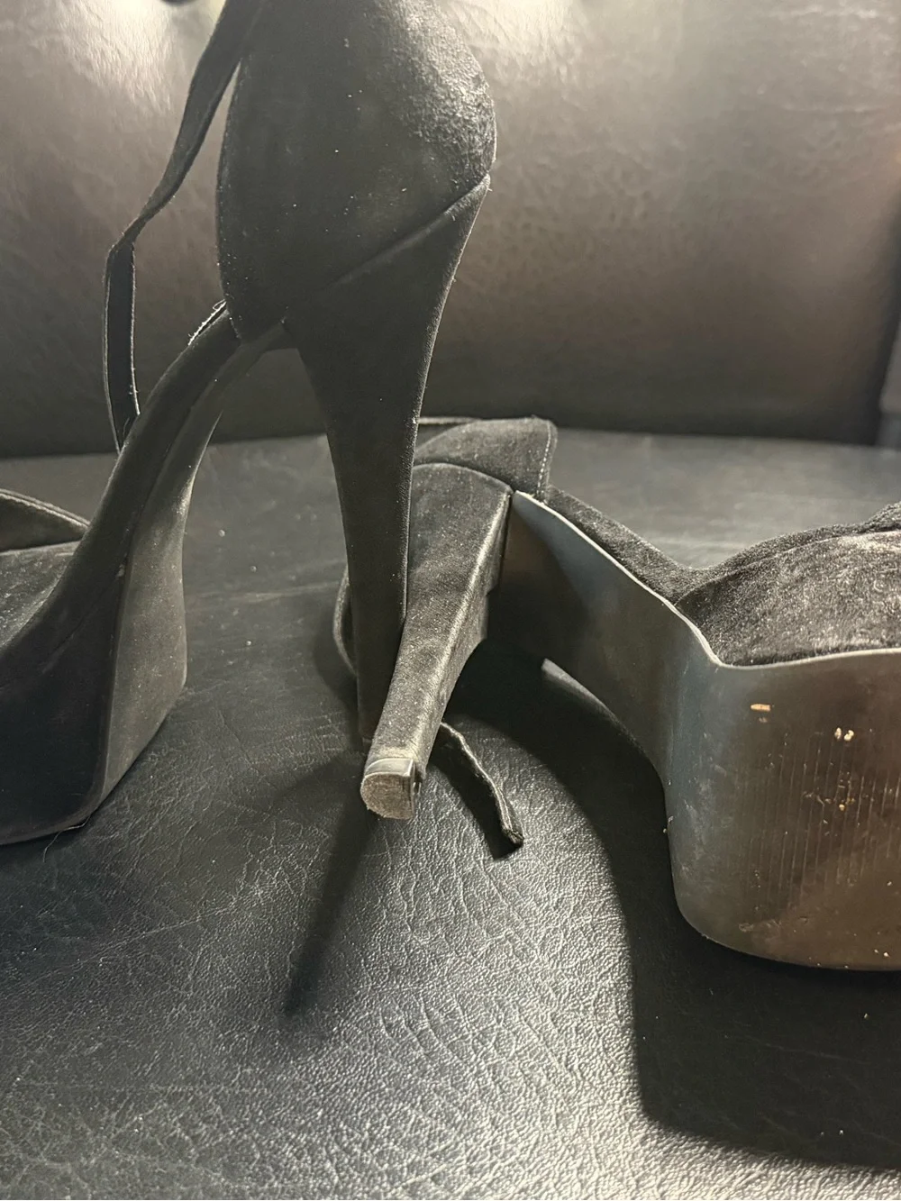 Steve Madden Black Suede Open-Toe Ankle Strap Stiletto Heels